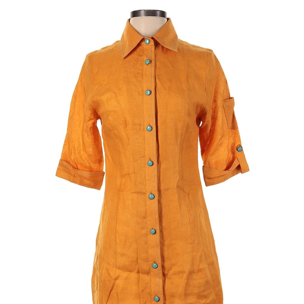 Stubbs Orange Small S XS Orange Midi Shirtdress Office or Vacation Dress